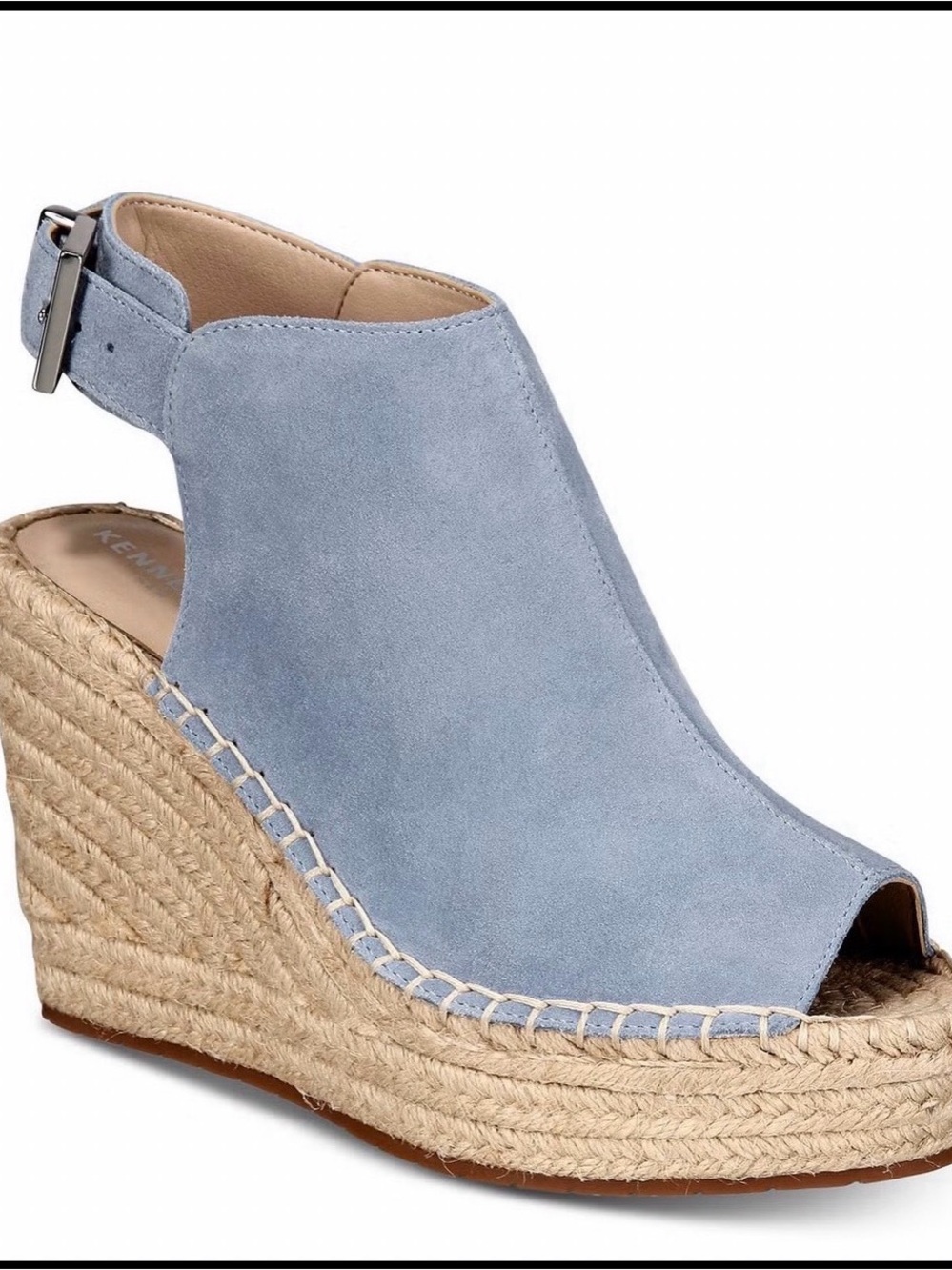 Kenneth Cole Olivia Wedge Sandal – Powder Blue Suede – Size 10 – NIB